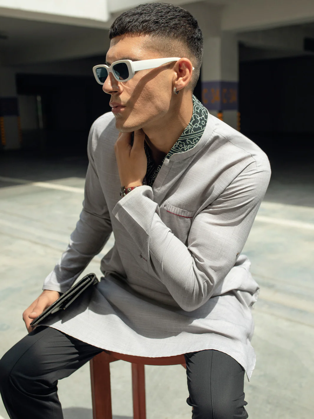 Light Grey Kurta - AL-K-1113C - Image 2