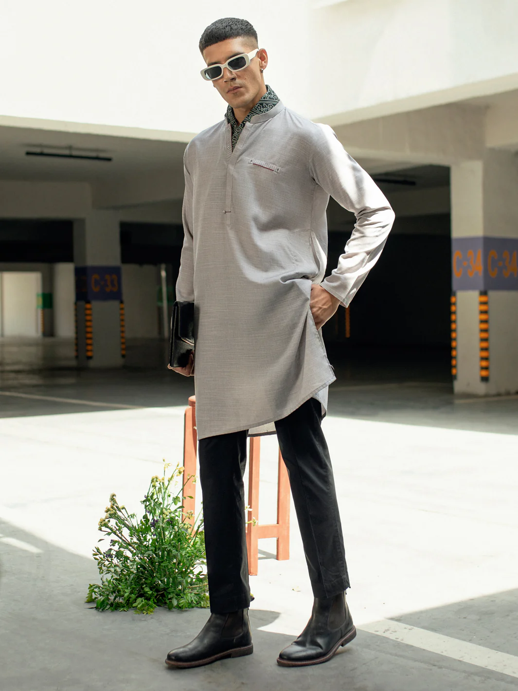 Light Grey Kurta - AL-K-1113C - Image 4