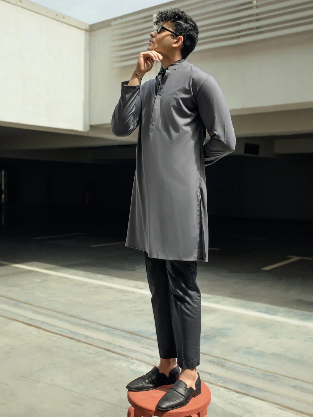 Grey Kurta - AL-K-1115 - Image 3