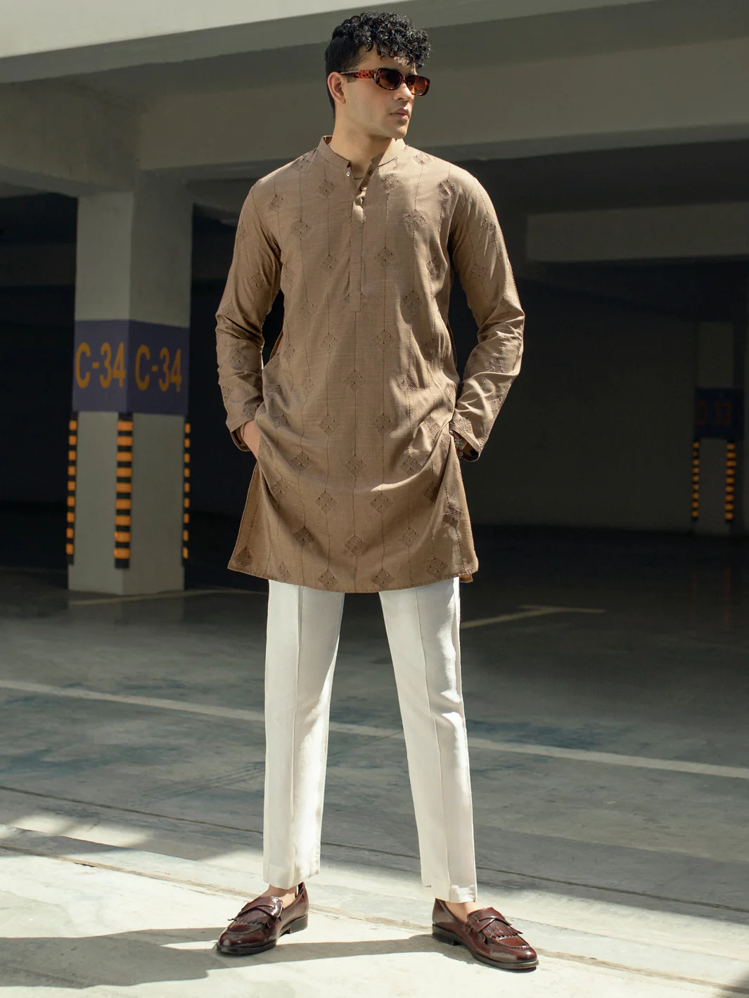 Khaki Brown Kurta - AL-K-1120A