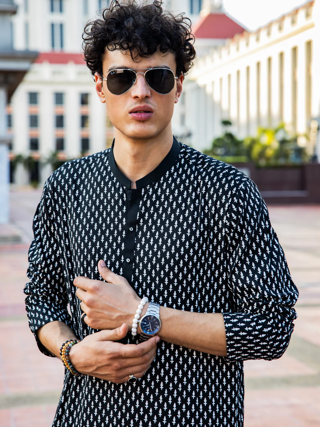 Black Cotton Kurta - AL-K-1134A - Image 4