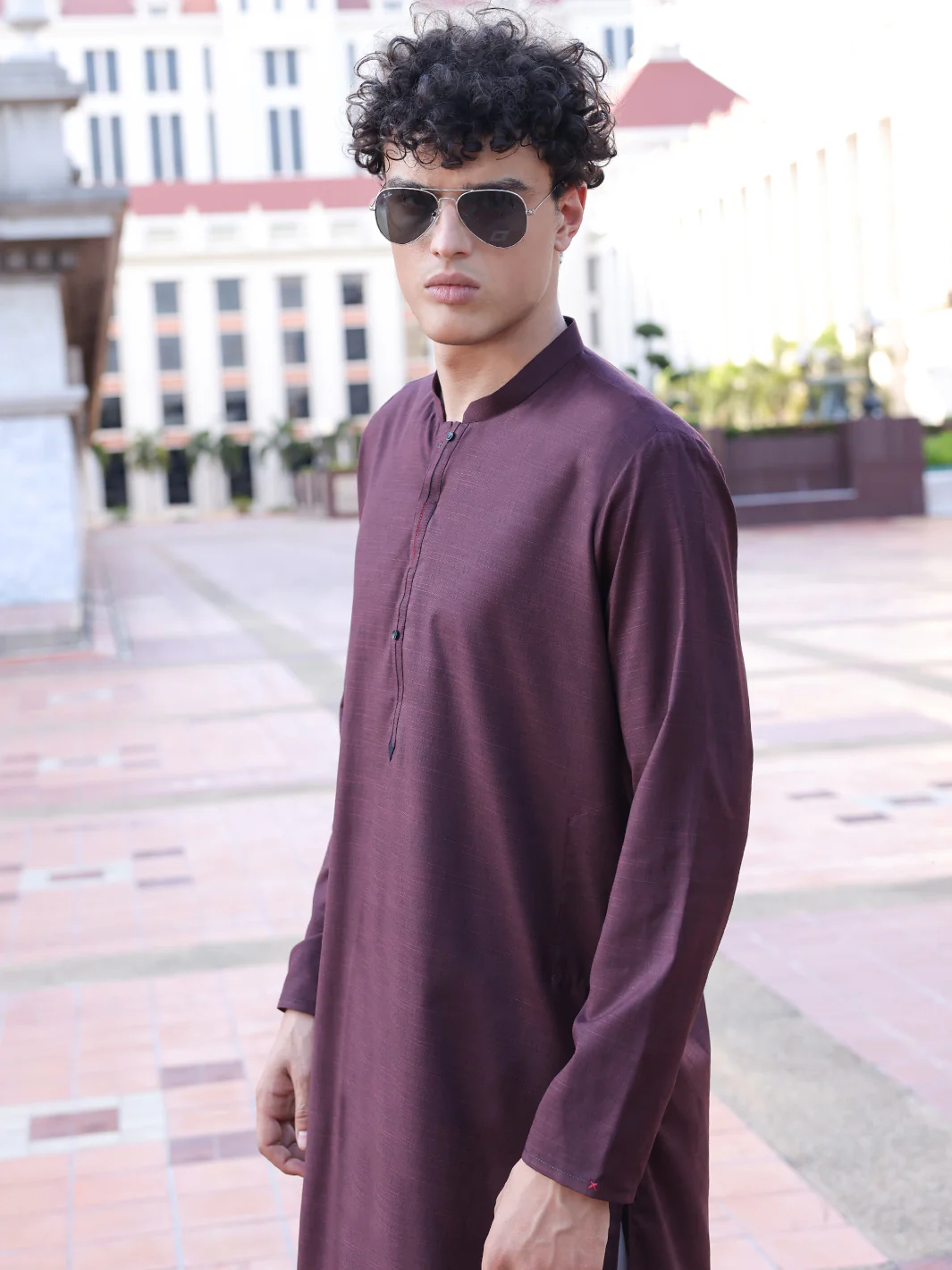Maroon Blended Kurta - AL-K-1141 - Image 3