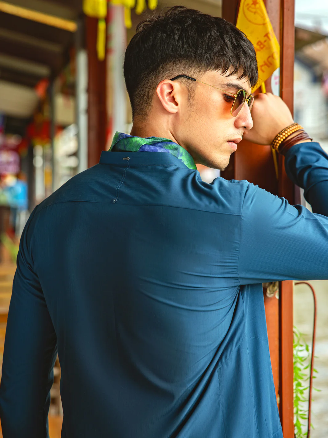 Teal Blue Blended Kurta - AL-K-1142 - Image 4