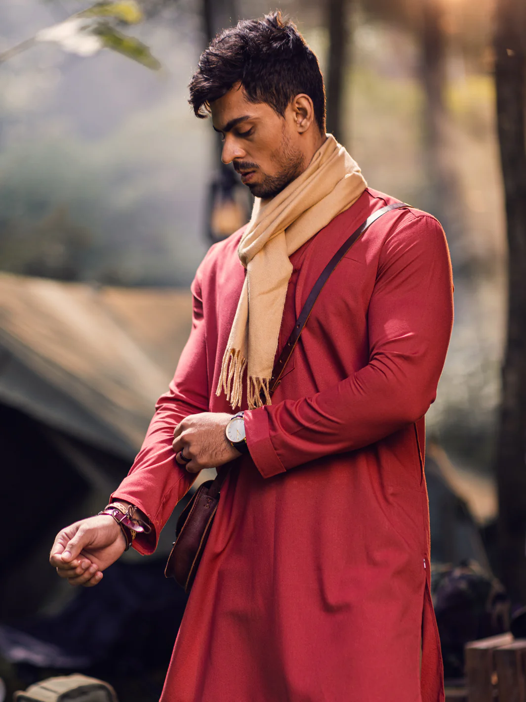 Red Kurta - AL-K-1143A - Image 3
