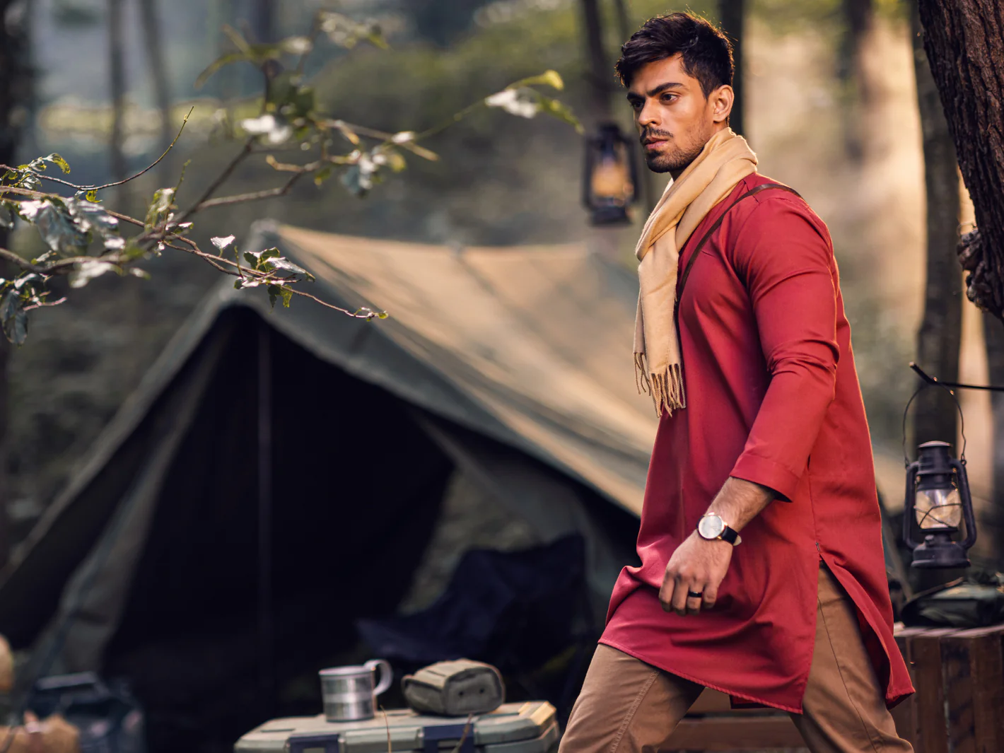 Red Kurta - AL-K-1143A - Image 4