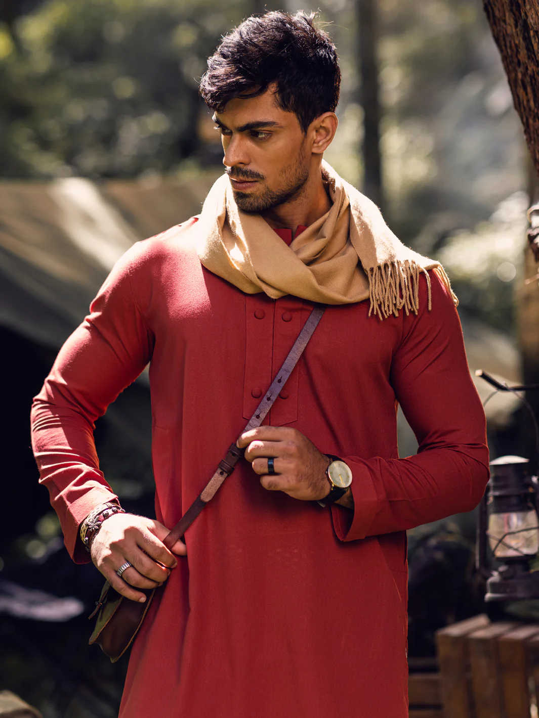 Red Kurta - AL-K-1143A - Image 5