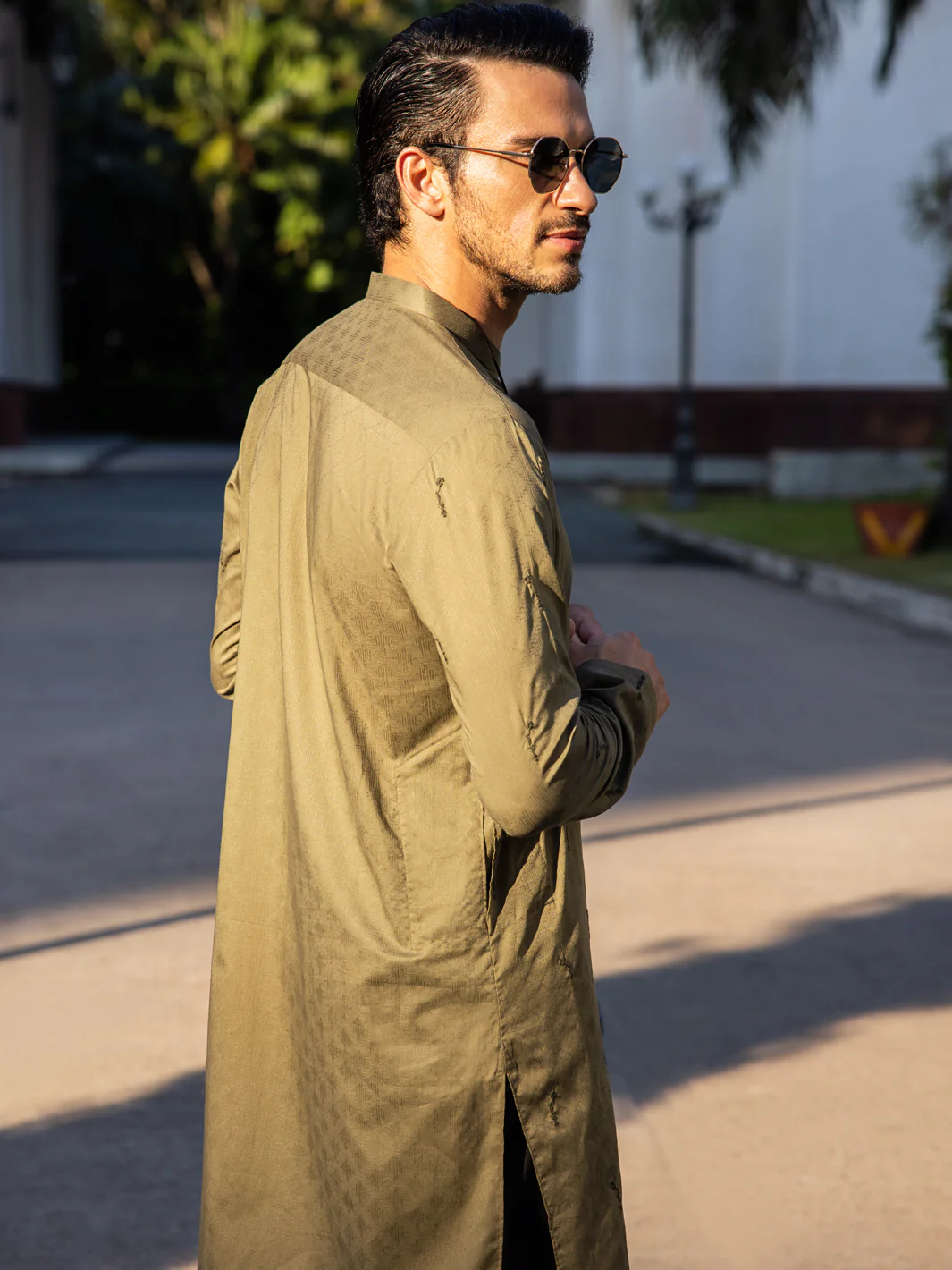 Green Cotton Kurta - AL-K-1147A - Image 2