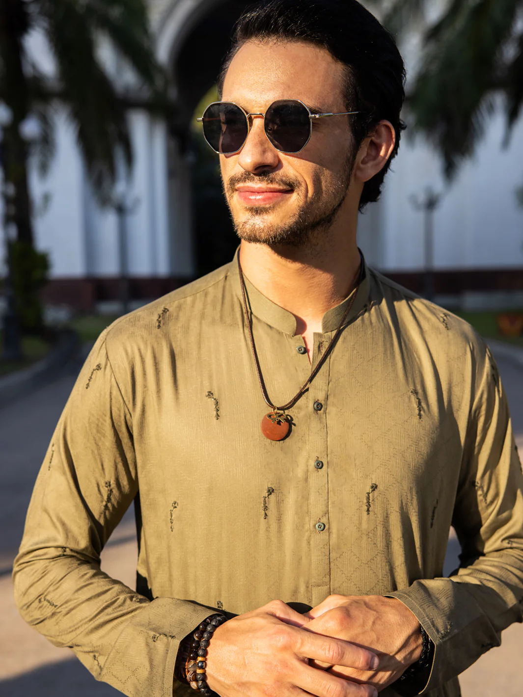 Green Cotton Kurta - AL-K-1147A - Image 3