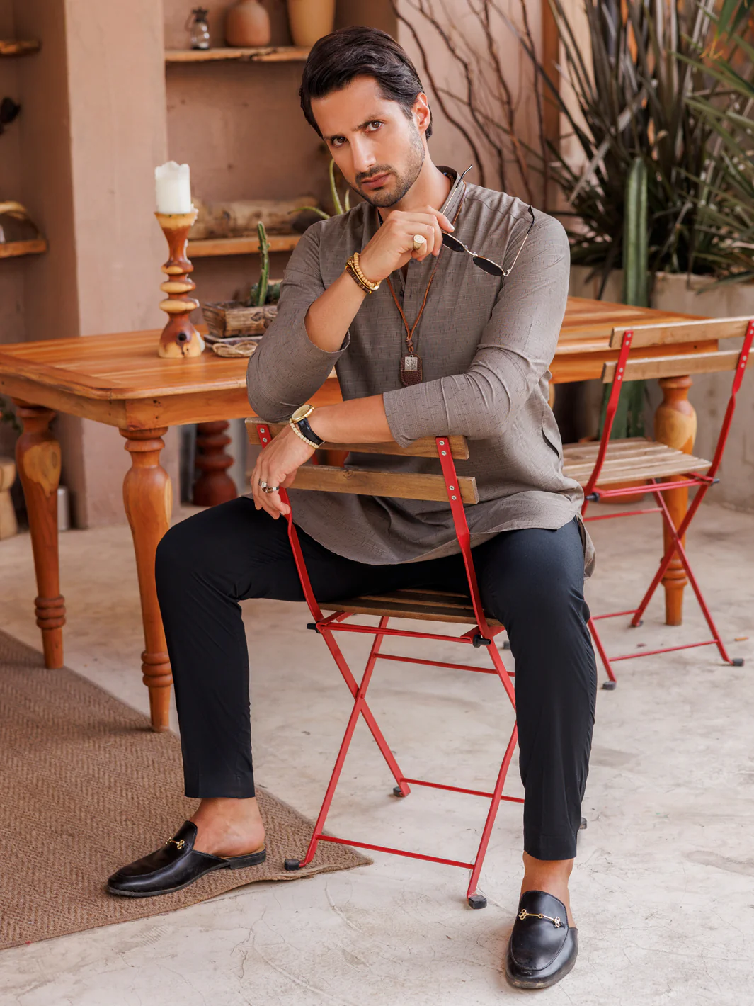 Brown Blended Kurta - AL-K-1151 - Image 2