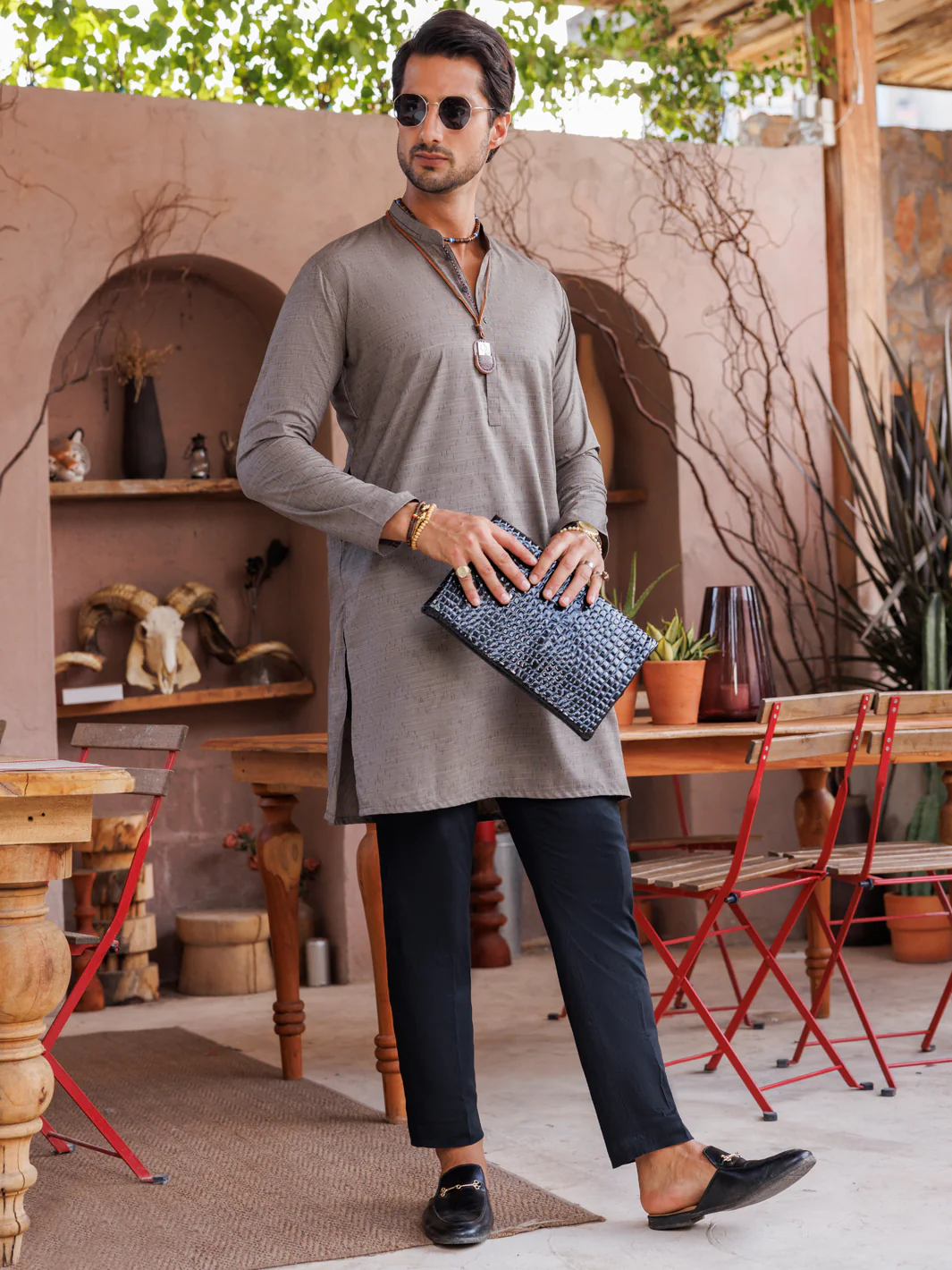 Brown Blended Kurta - AL-K-1151 - Image 3
