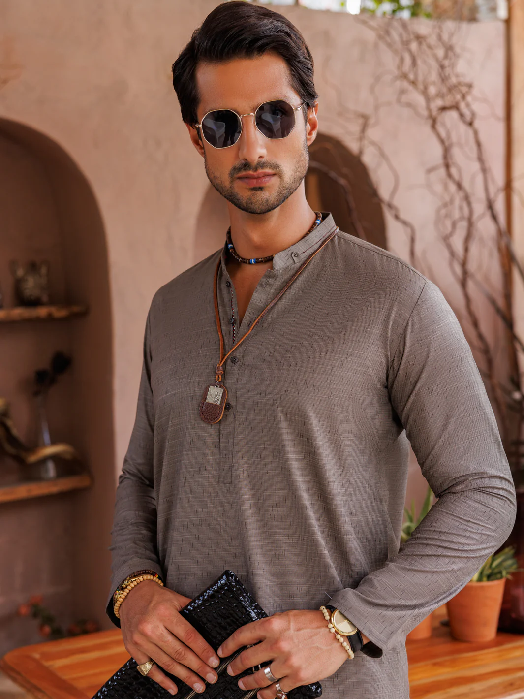 Brown Blended Kurta - AL-K-1151 - Image 4