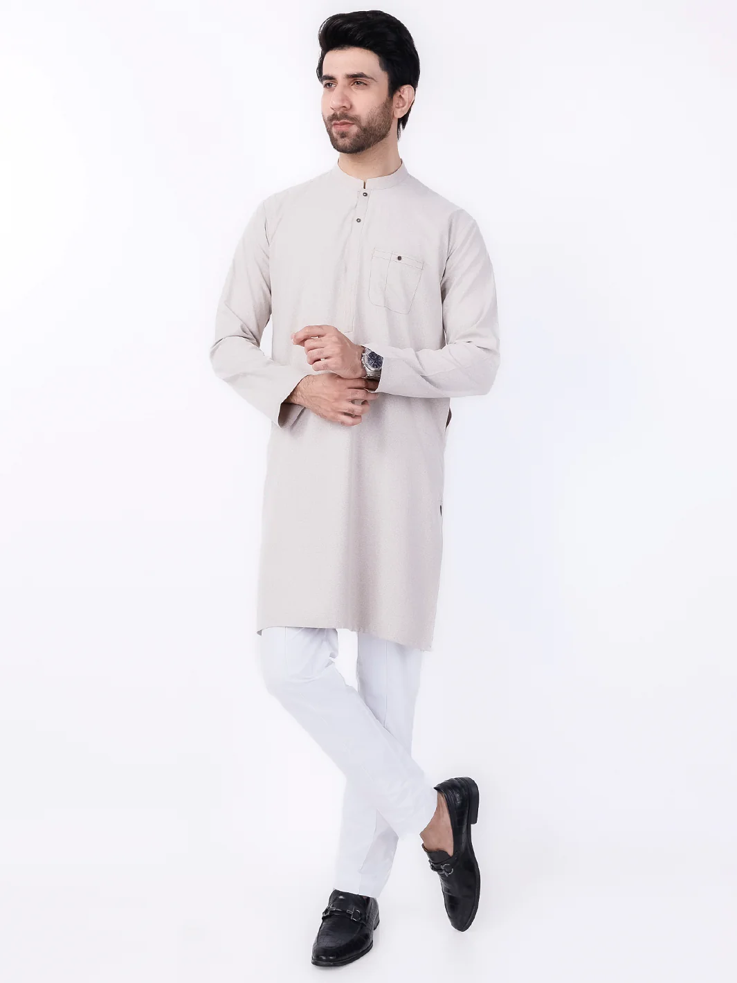 Sand Brown Blended Kurta - AL-K-1152