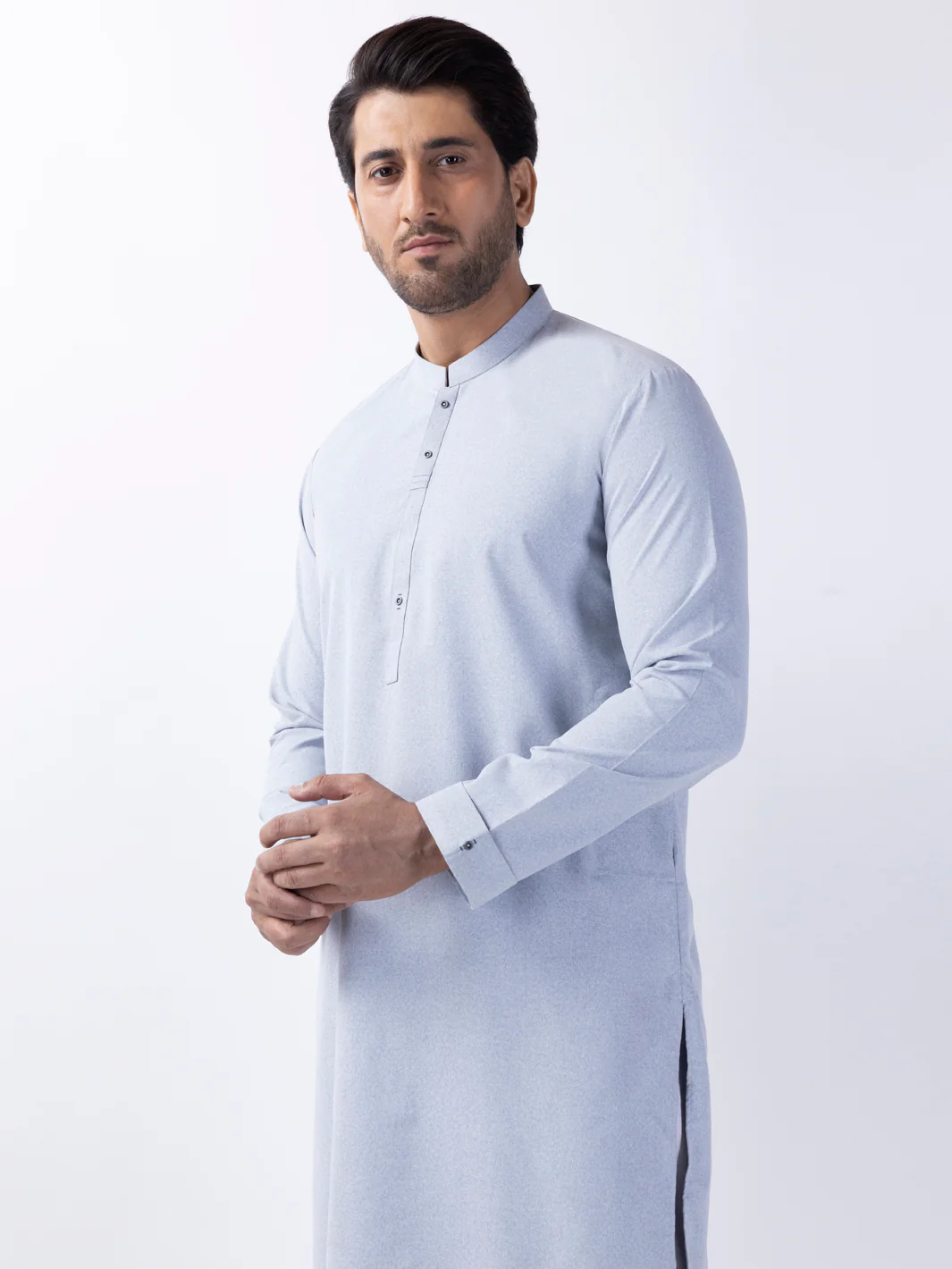 Light Grey Blended Kurta - AL-K-1155 - Image 3