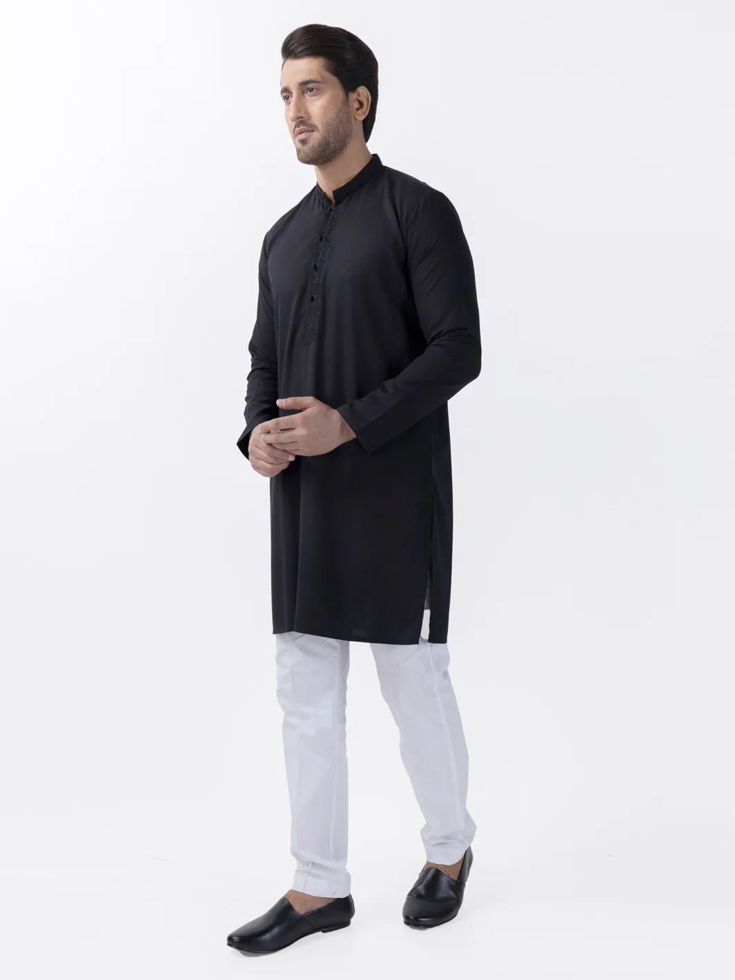 Black Blended Kurta - AL-K-1157C - Image 2