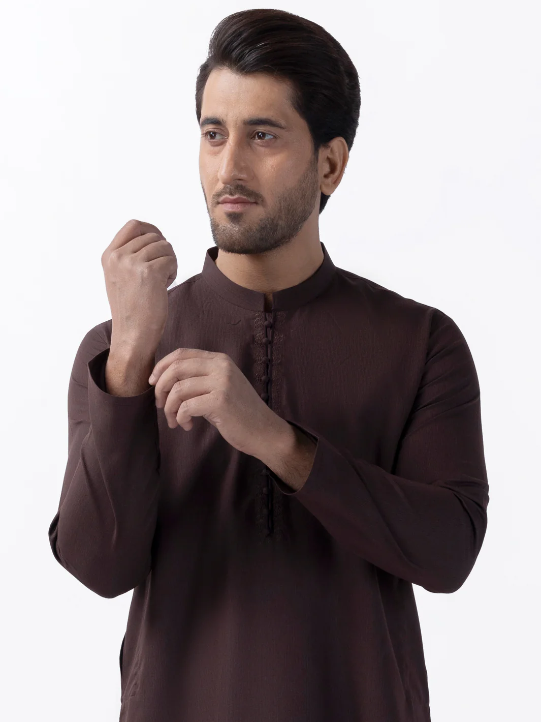 Brown Blended Kurta - AL-K-1162 - Image 4