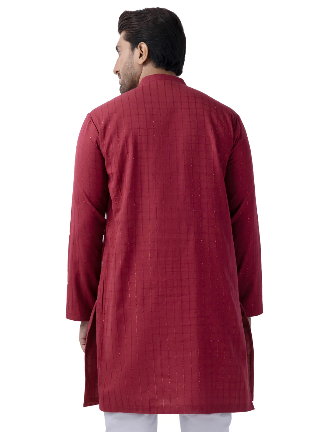 Red Cotton Kurta - AL-K-1165B - Image 3
