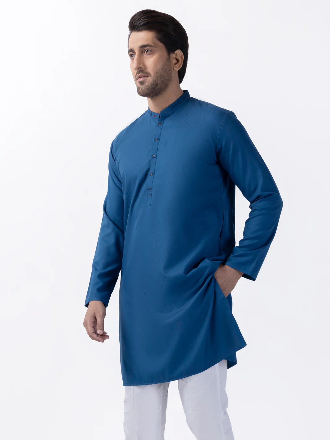 Blue Blended Kurta - AL-K-1166 - Image 3