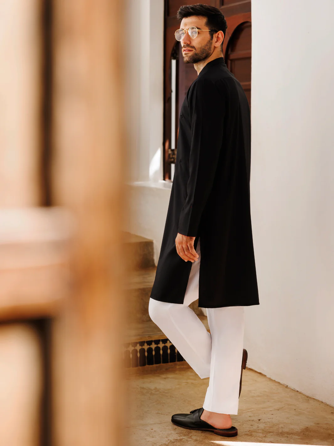 Black Blended Kurta - AL-K-1168C - Image 2