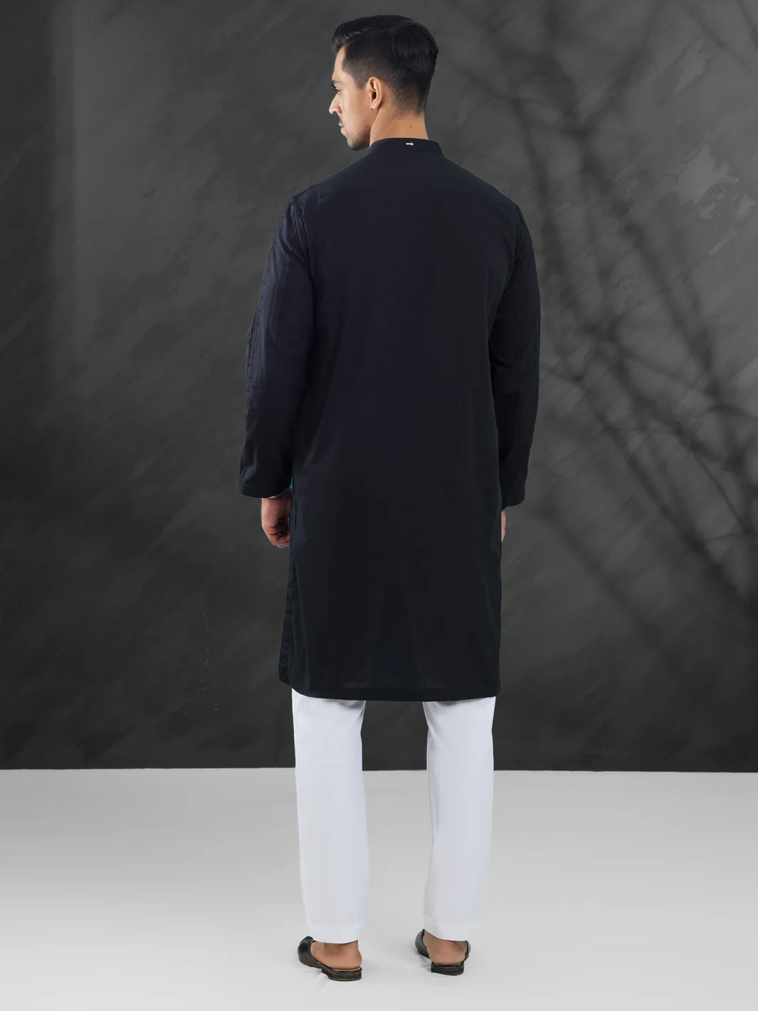 Black Cotton Kurta - AL-K-1171B - Image 2