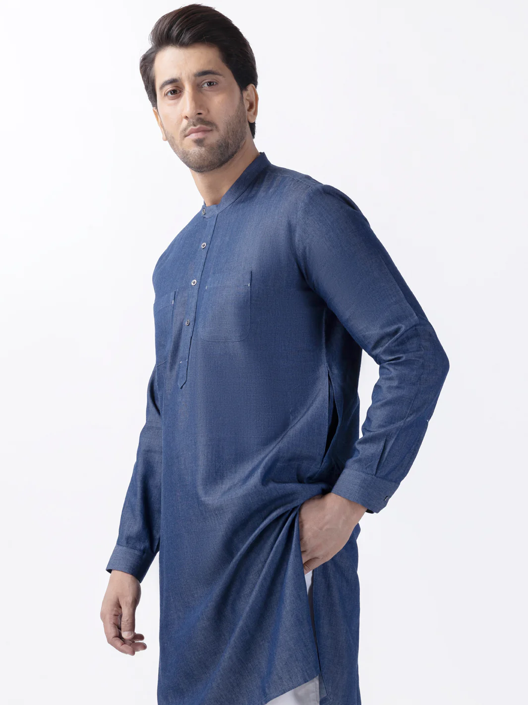 Indigo Blended Kurta - AL-K-1174 - Image 4