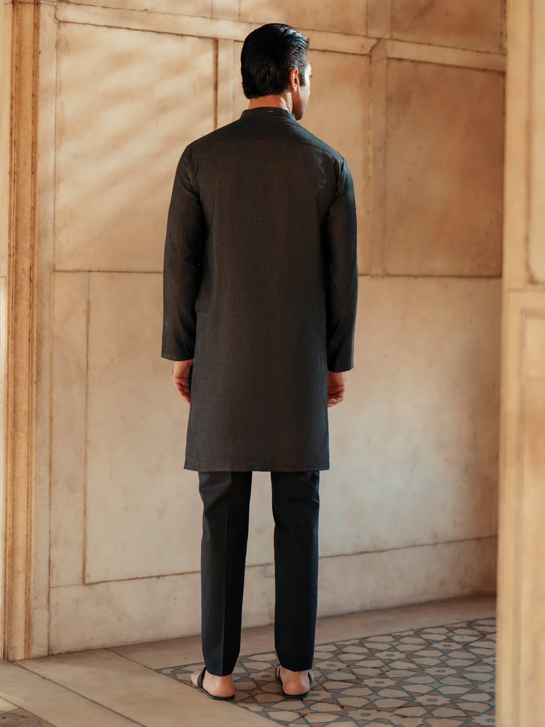 Grey Blended Kurta - AL-K-1175 - Image 5