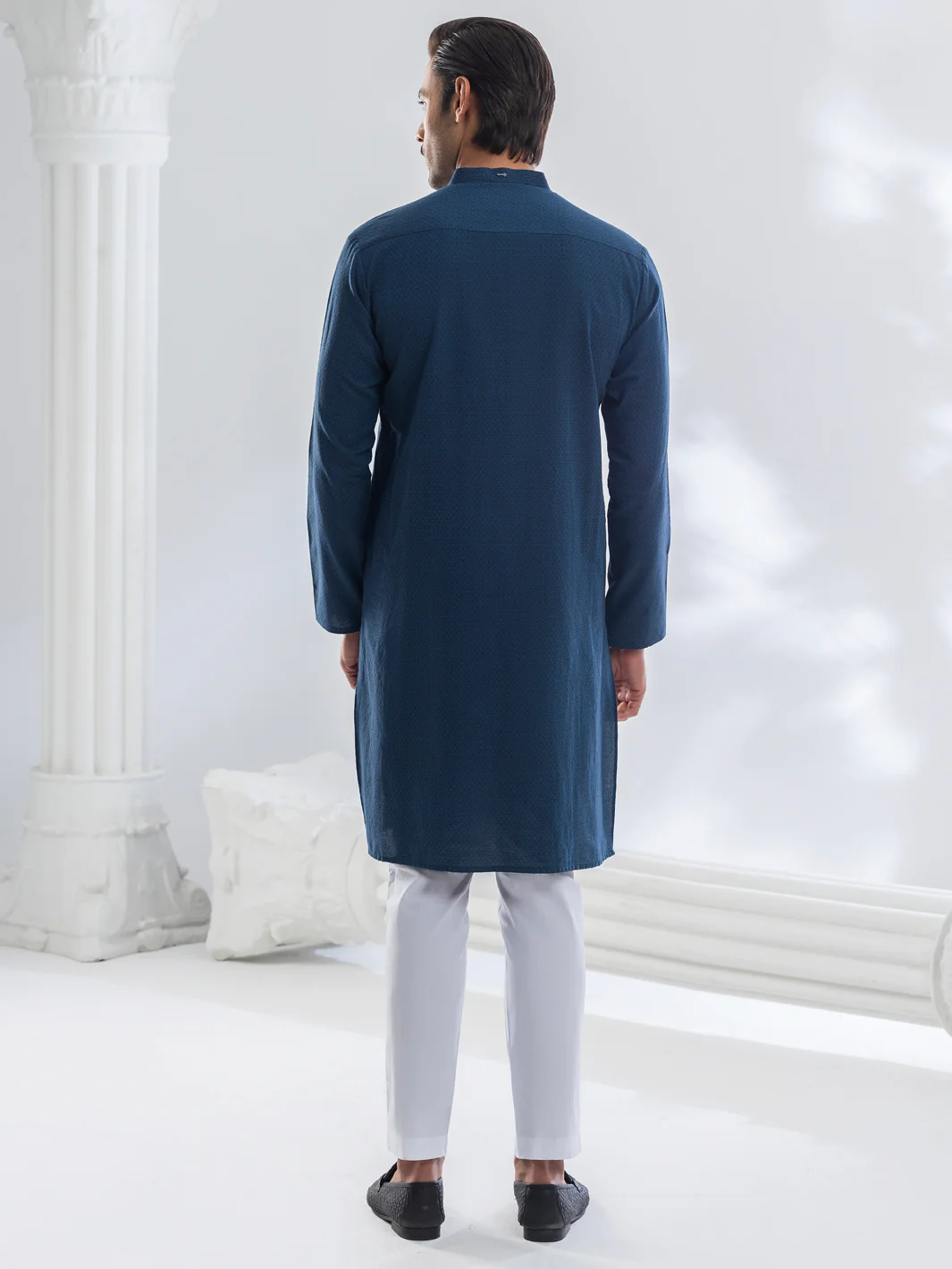 Blue Cotton Kurta - AL-K-1176 - Image 4