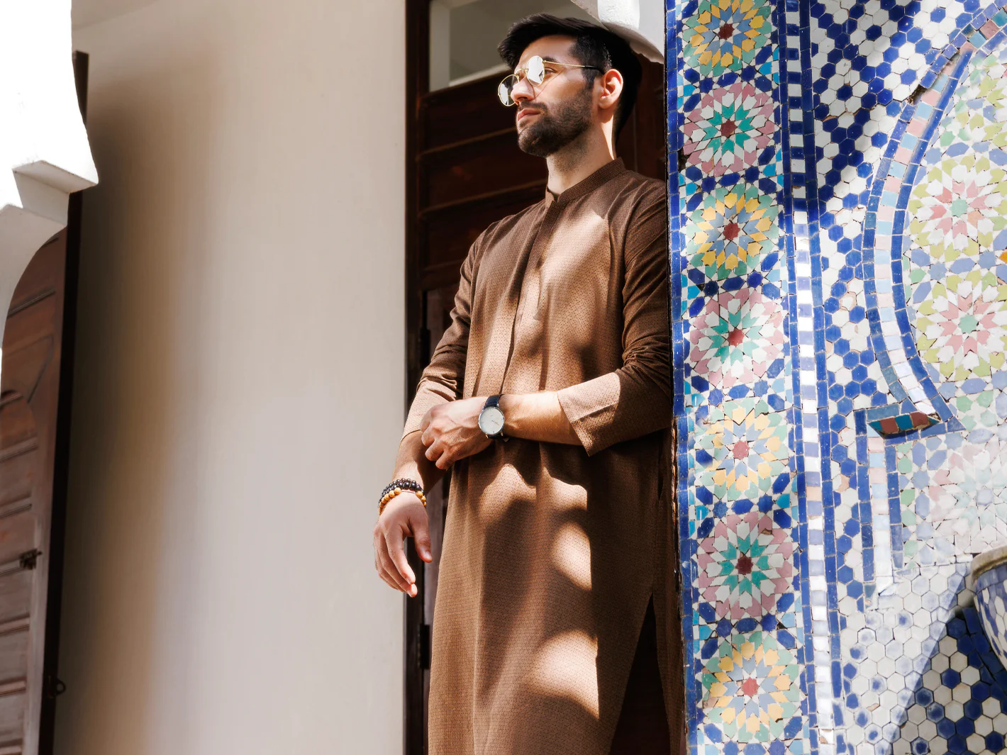 Brown Cotton Kurta - AL-K-1178 - Image 5