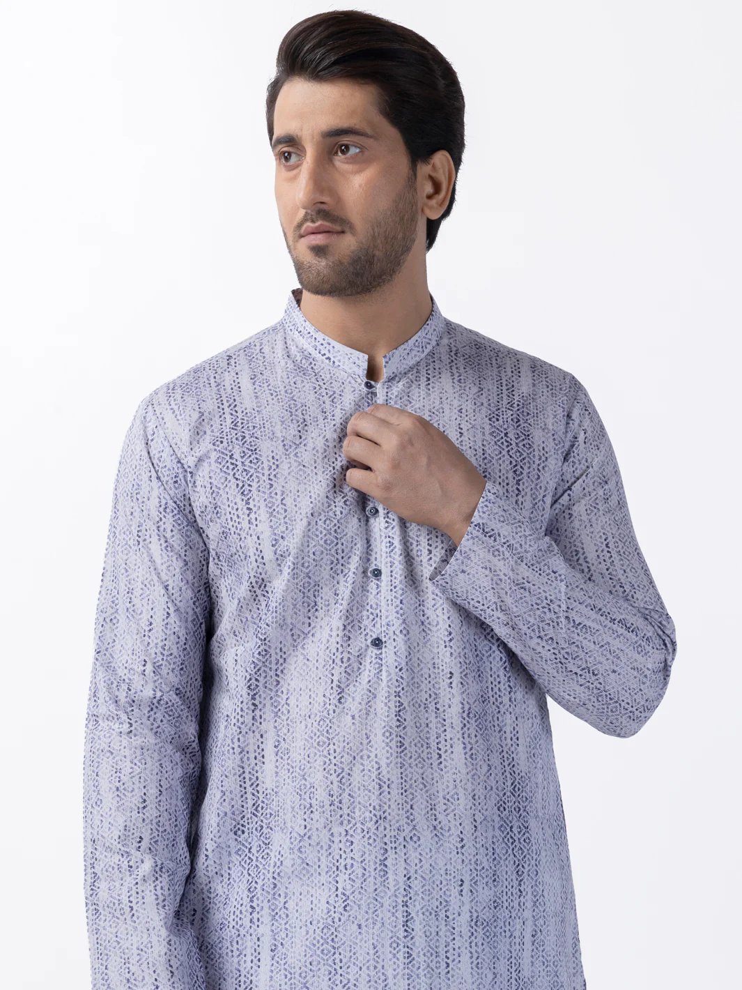 Blue Cotton Kurta - AL-K-1182 - Image 3
