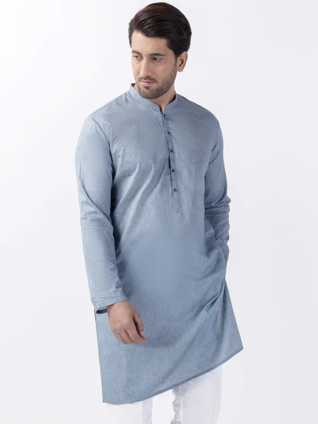 Blue Cotton Kurta - AL-K-1184 - Image 2