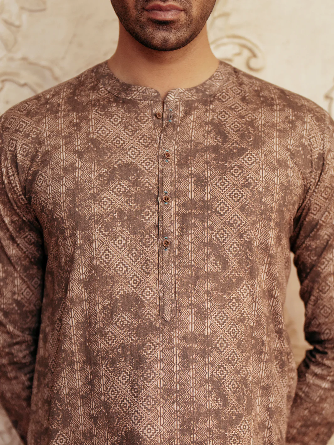 Brown Cotton Kurta - AL-K-1185 - Image 5