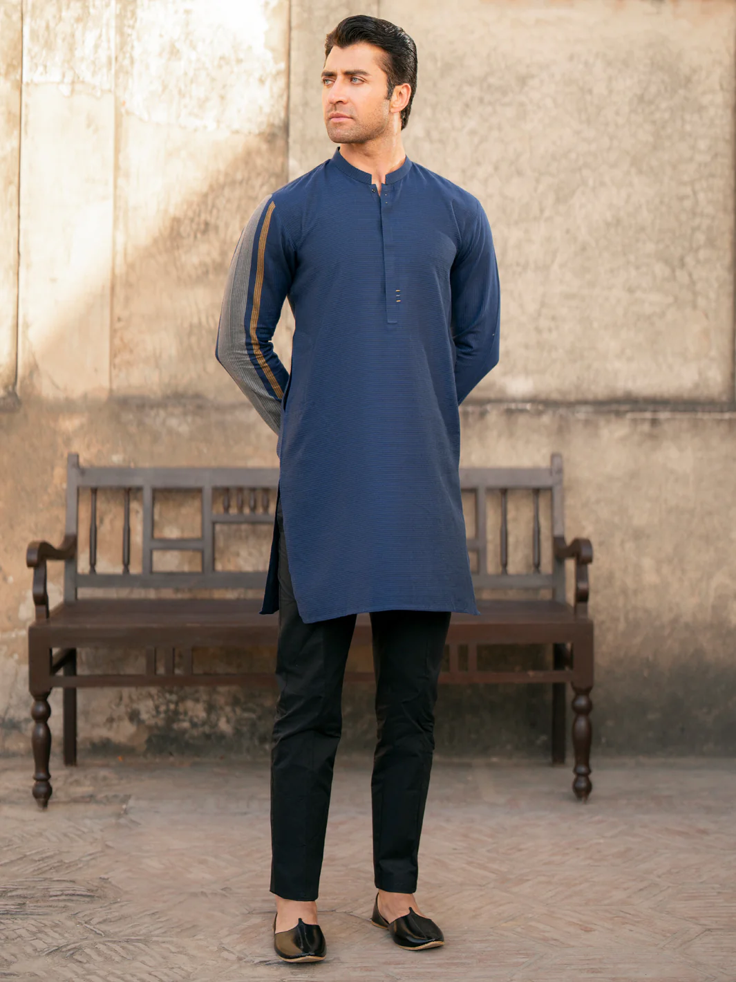Blue Cotton Kurta - AL-K-1201