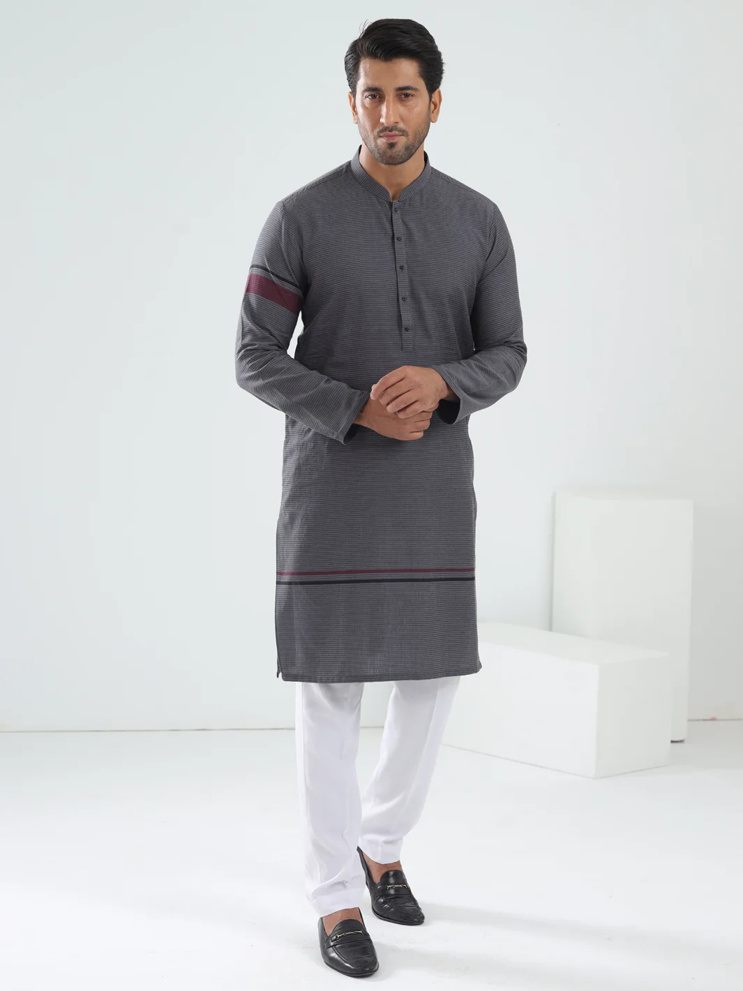 Grey Cotton Kurta - AL-K-1202