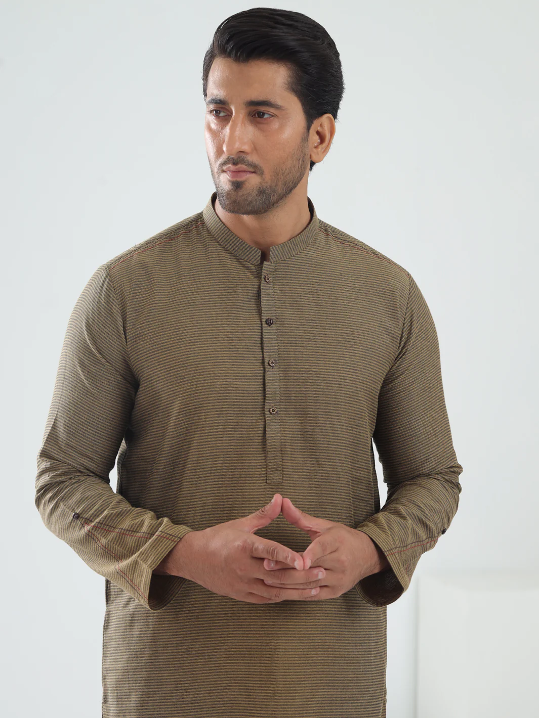 Mustard Cotton Kurta - AL-K-1203 - Image 4