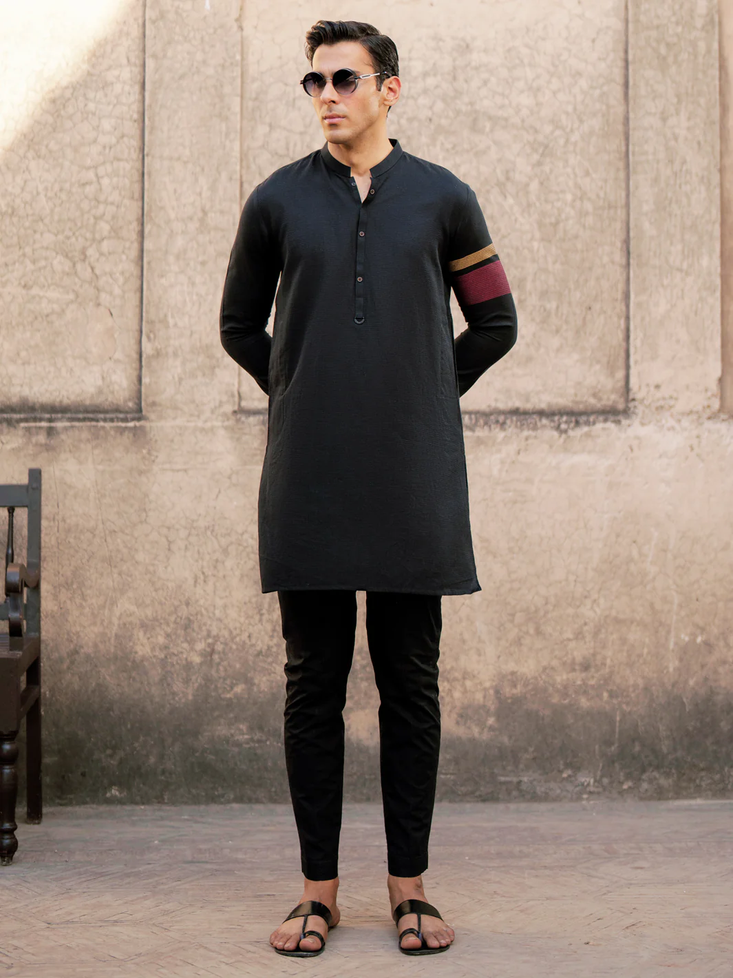 Black Cotton Kurta - AL-K-1204