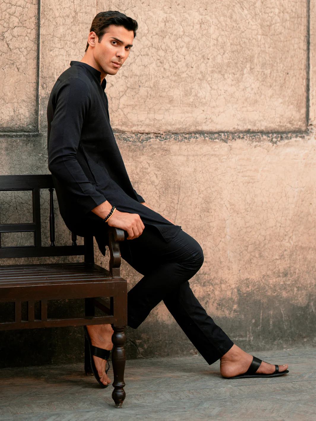 Black Cotton Kurta - AL-K-1204 - Image 2