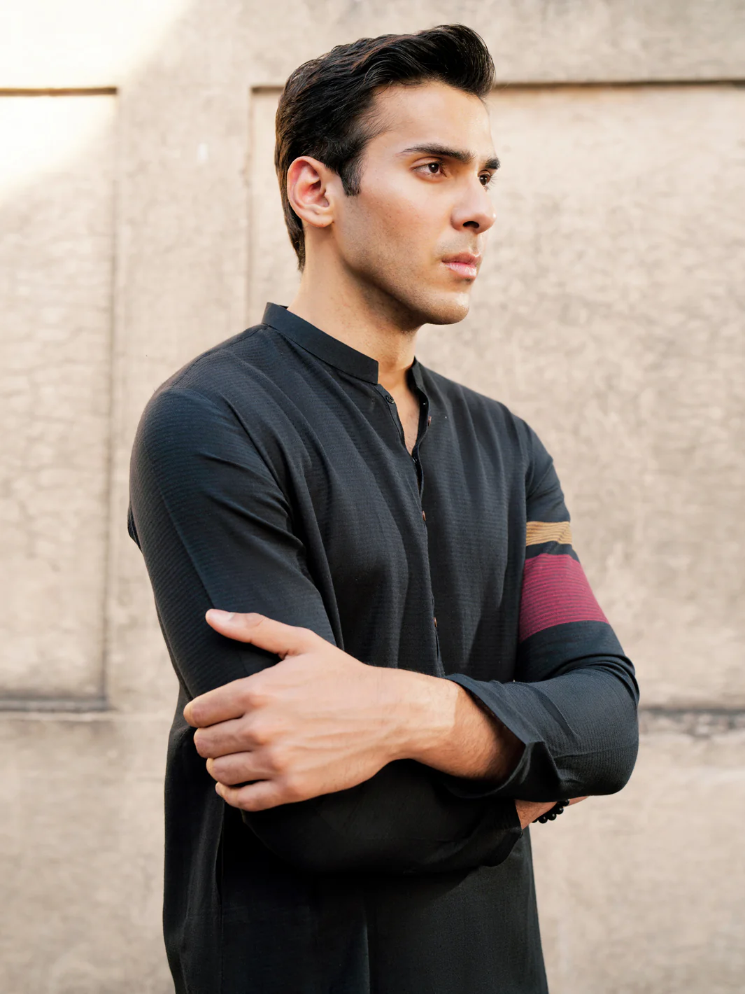 Black Cotton Kurta - AL-K-1204 - Image 3