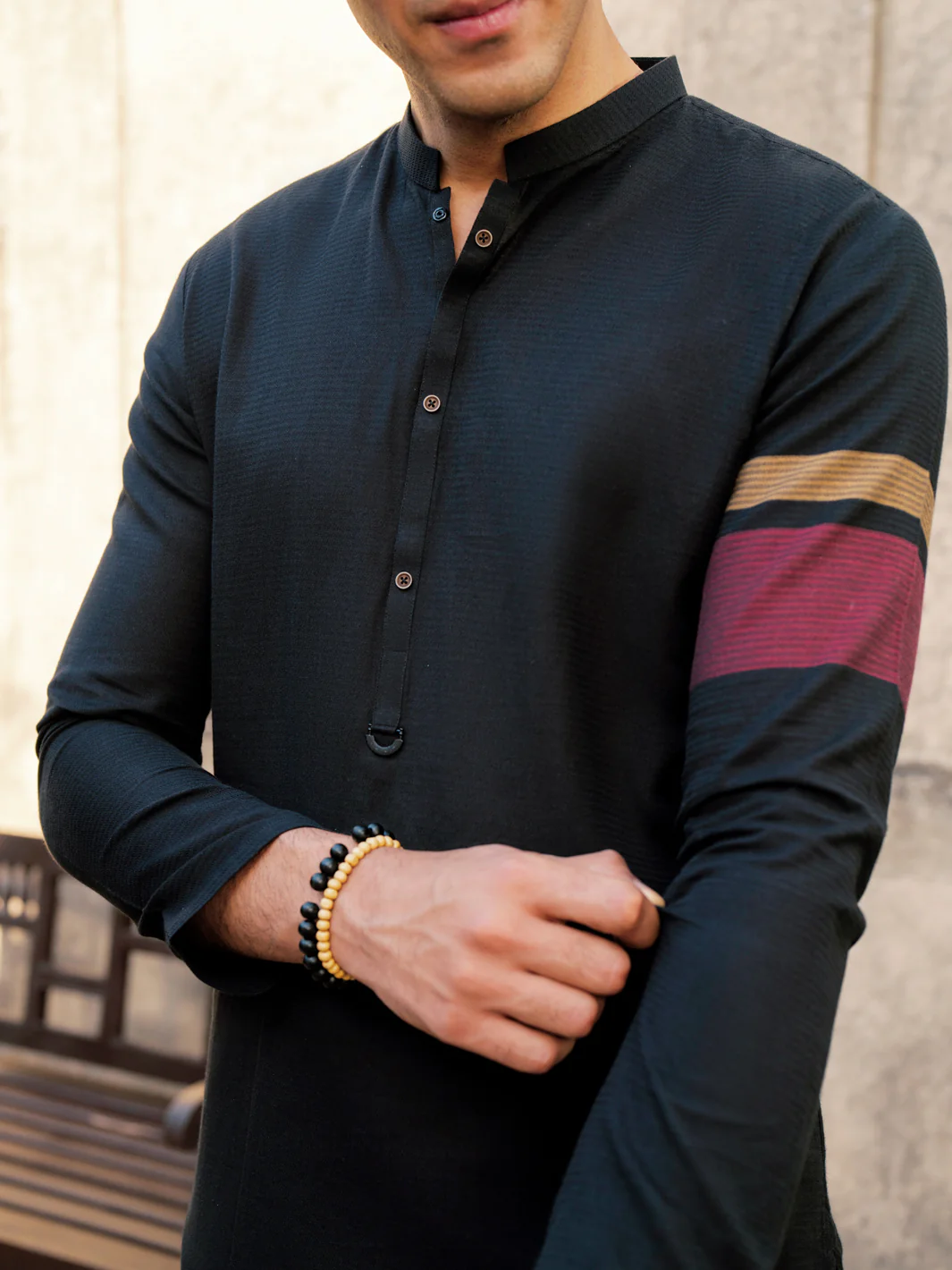 Black Cotton Kurta - AL-K-1204 - Image 4