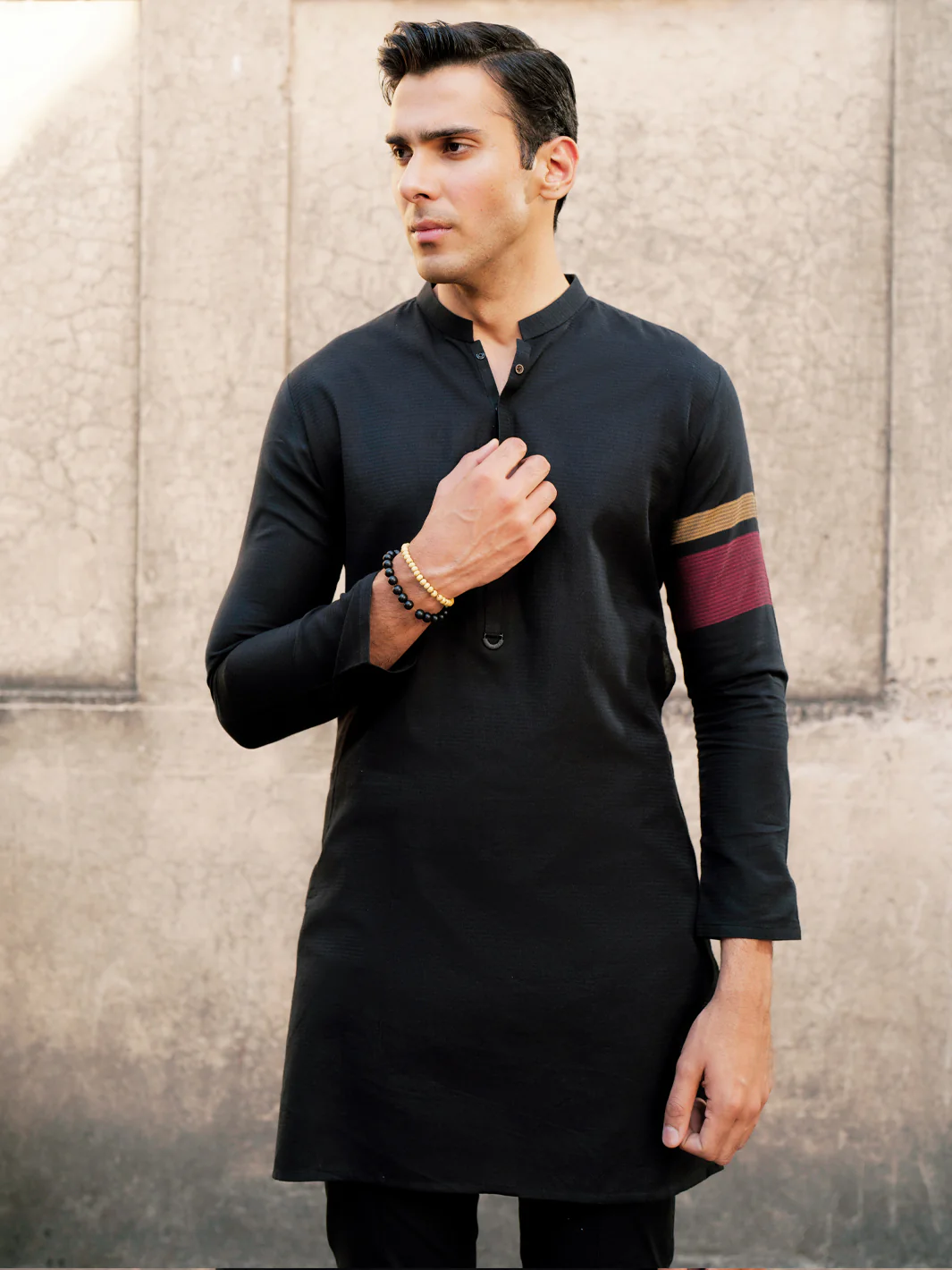 Black Cotton Kurta - AL-K-1204 - Image 5