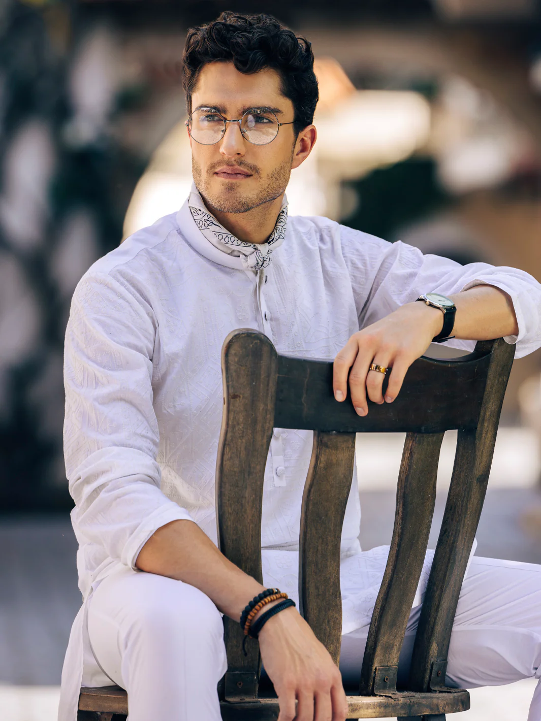 White Cotton Kurta - AL-K-1205A - Image 5