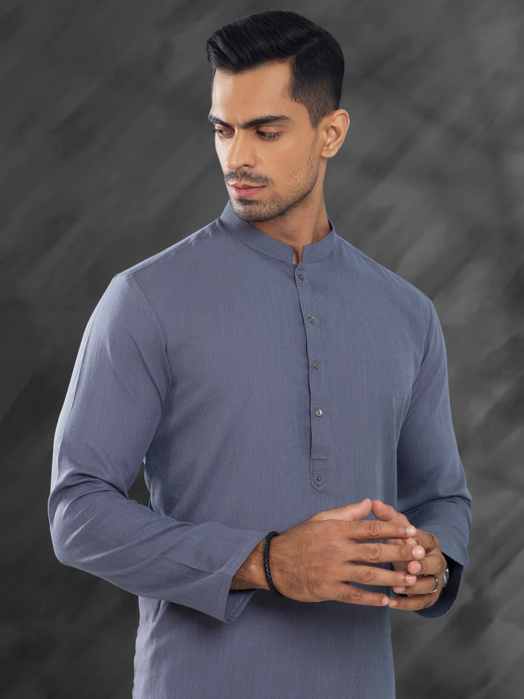Grey Blended Kurta - AL-K-1215 - Image 4