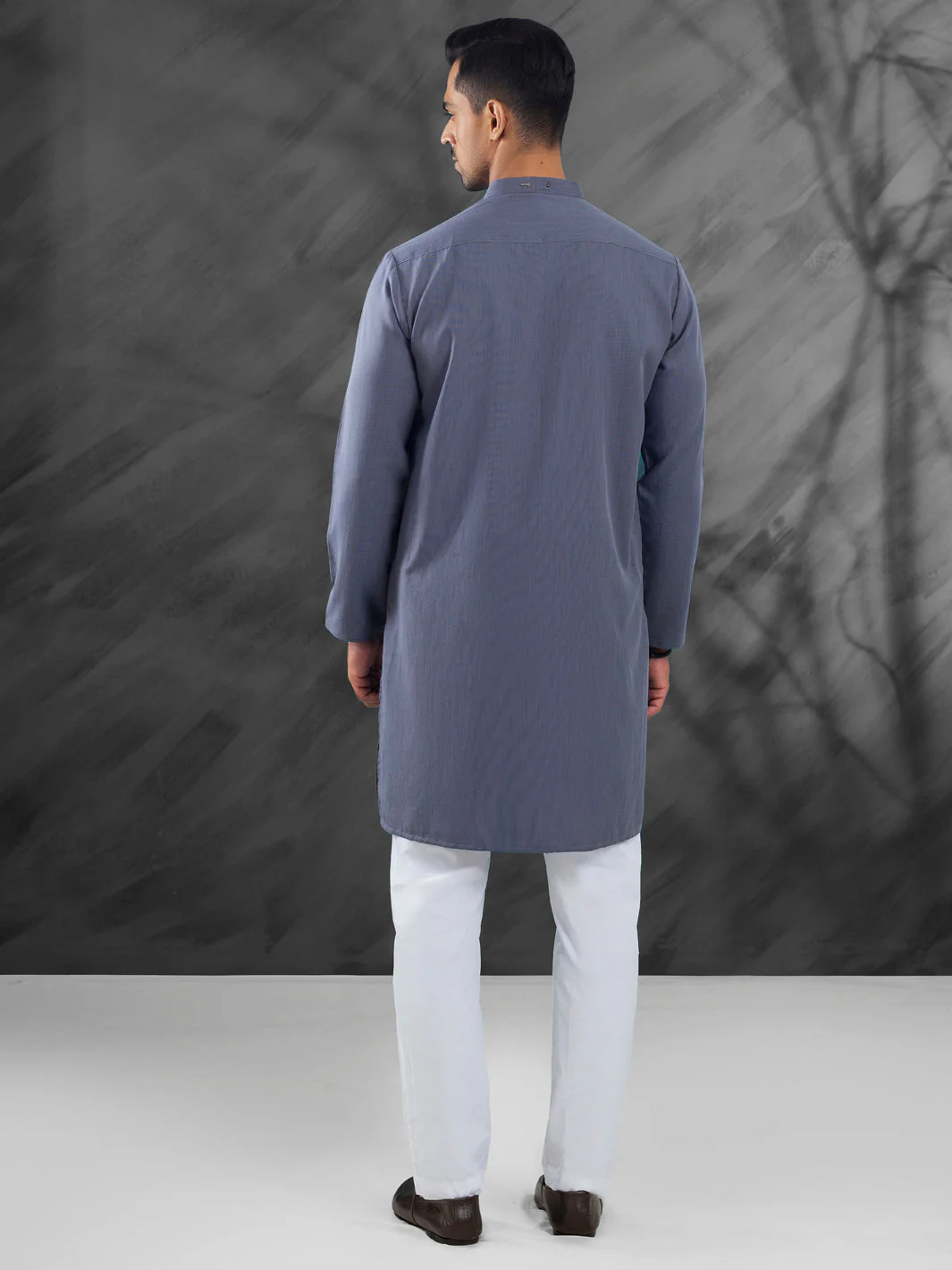 Grey Blended Kurta - AL-K-1215 - Image 9