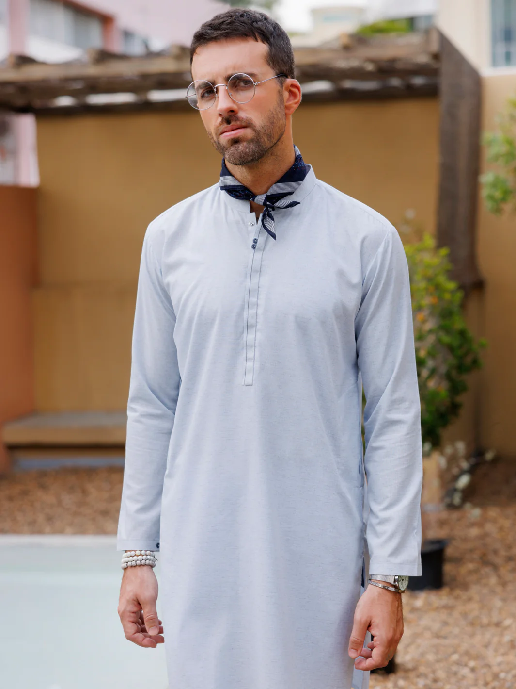 Sky Blue Blended Kurta - AL-K-1221 - Image 2