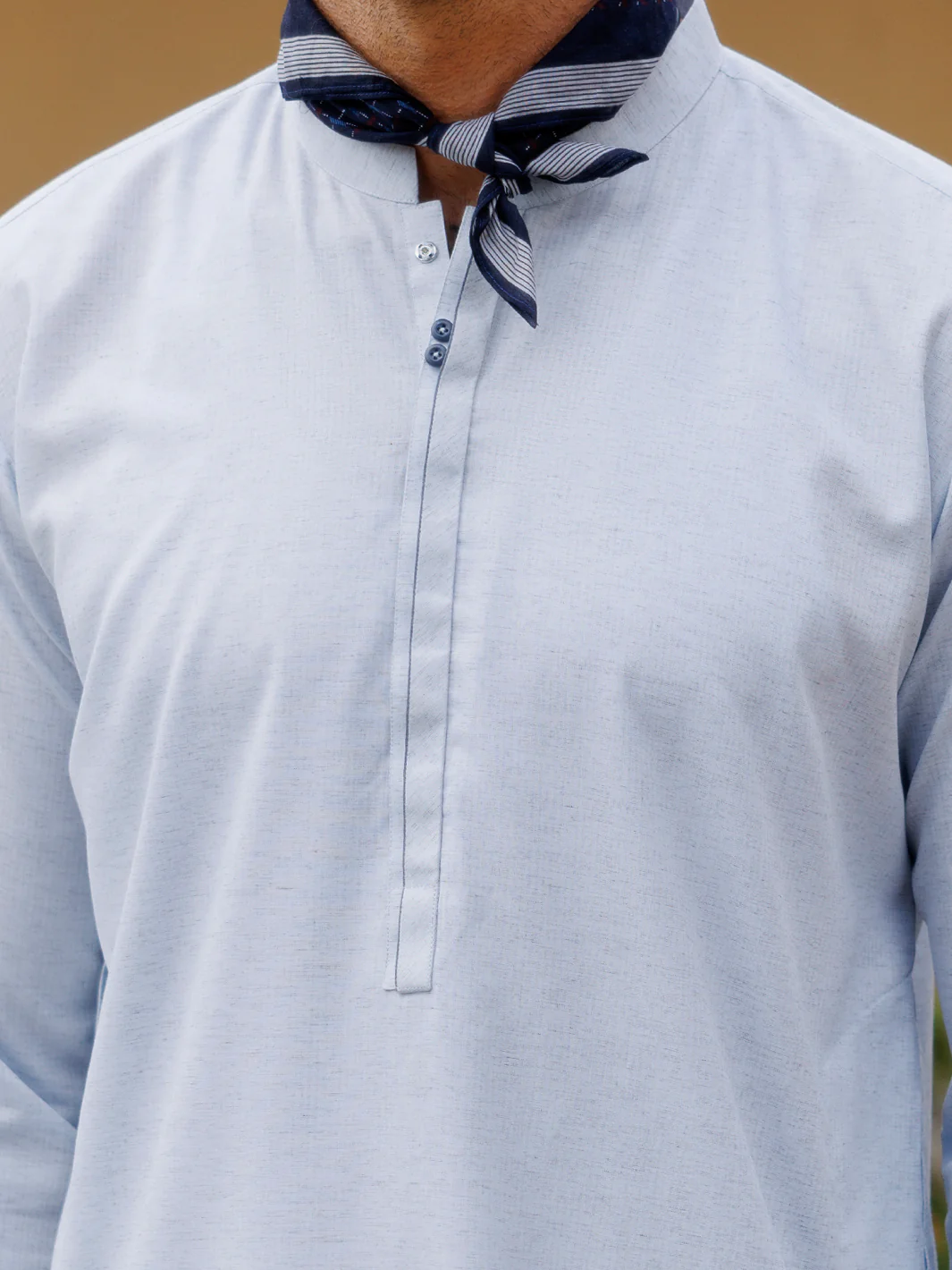 Sky Blue Blended Kurta - AL-K-1221 - Image 3