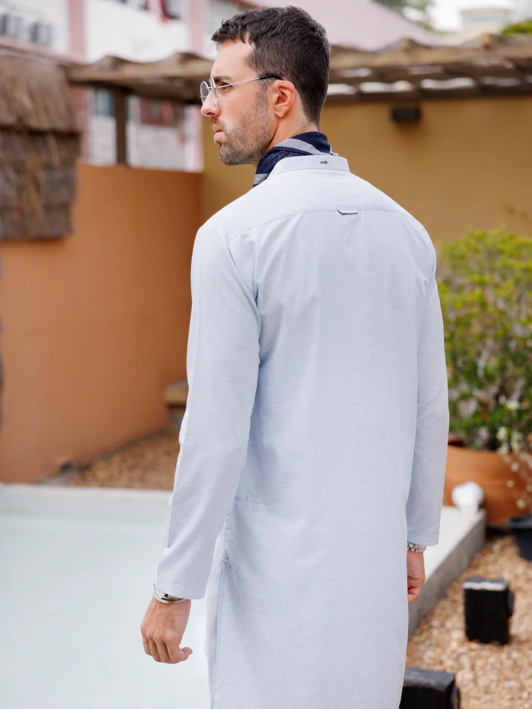 Sky Blue Blended Kurta - AL-K-1221 - Image 4