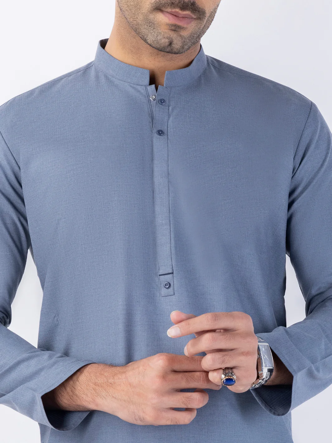 Grey Blended Kurta - AL-K-1222 - Image 2