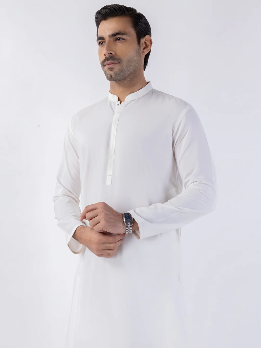 White Blended Kurta - AL-K-1224 - Image 2