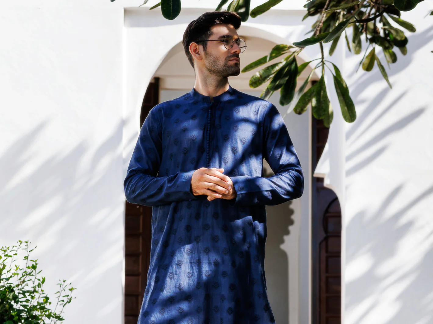 Blue Cotton Kurta - AL-K-1233 - Image 5