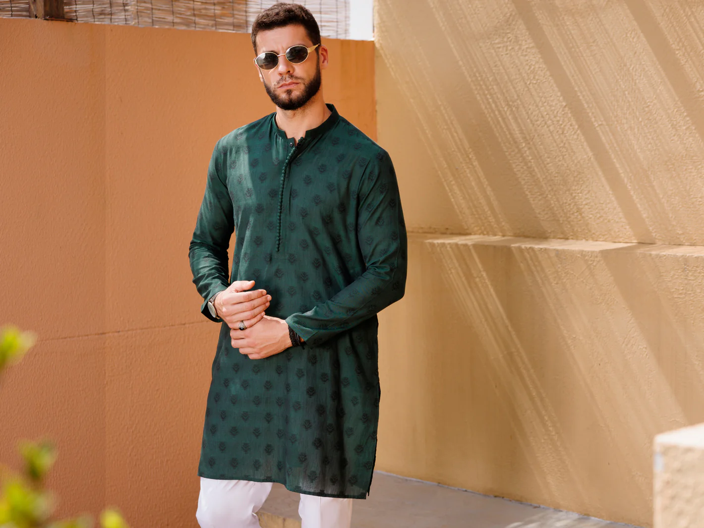 Green Cotton Kurta - AL-K-1234 - Image 3
