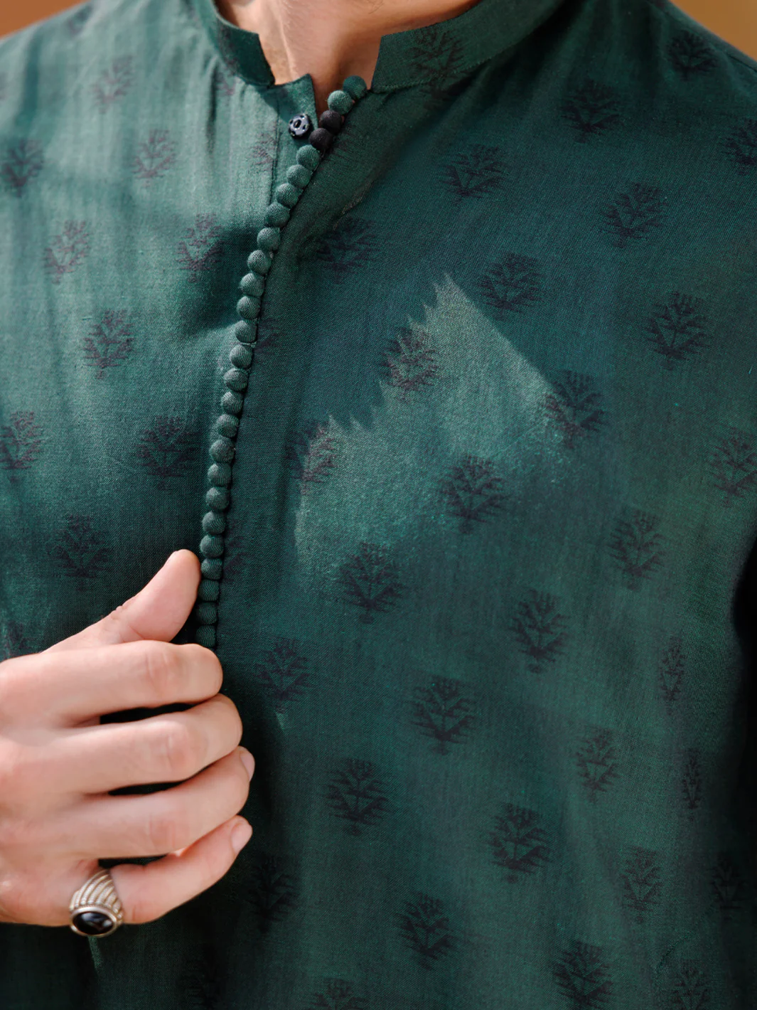 Green Cotton Kurta - AL-K-1234 - Image 4