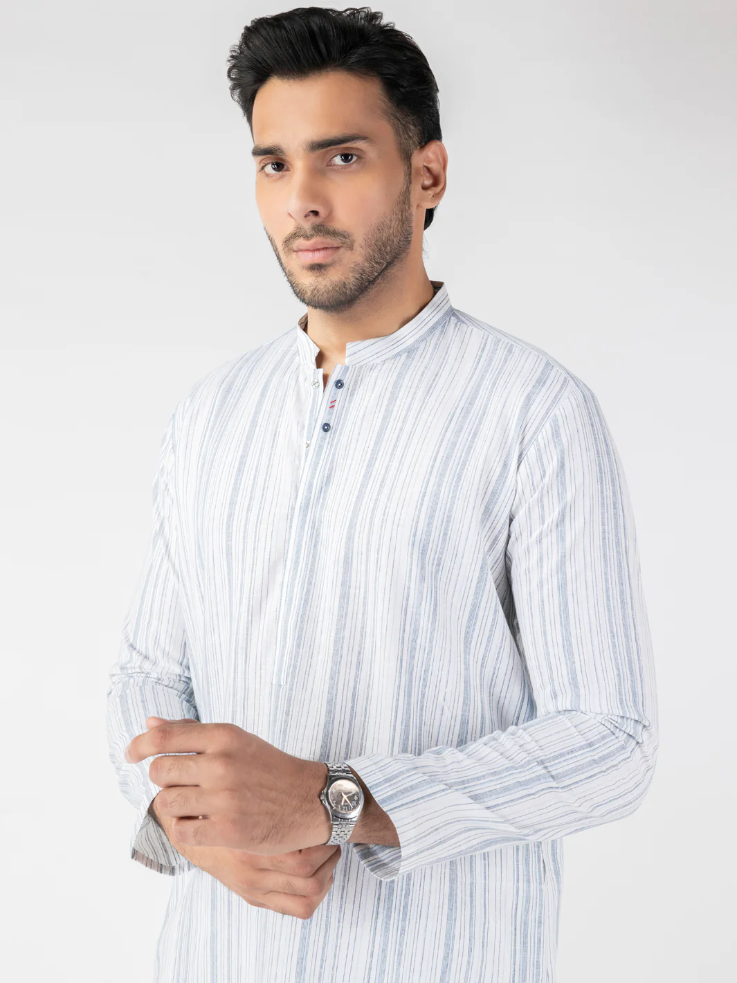 White Blended Kurta - AL-K-1244 - Image 2